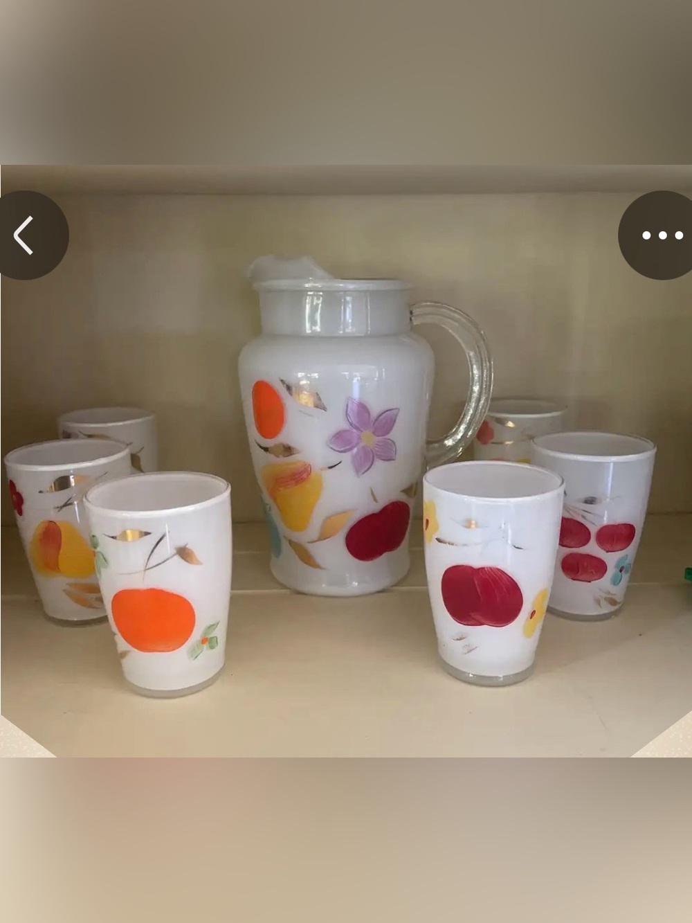 Vintage Barlette-Collins glass pitcher and tumblers.